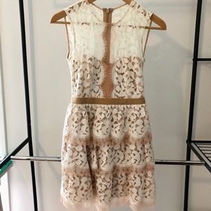 BCBG Nude and Cream Lace Dress